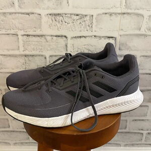 Men’s Adidas dark gray with black Run Falcon lace up athletic sneakers Size 12